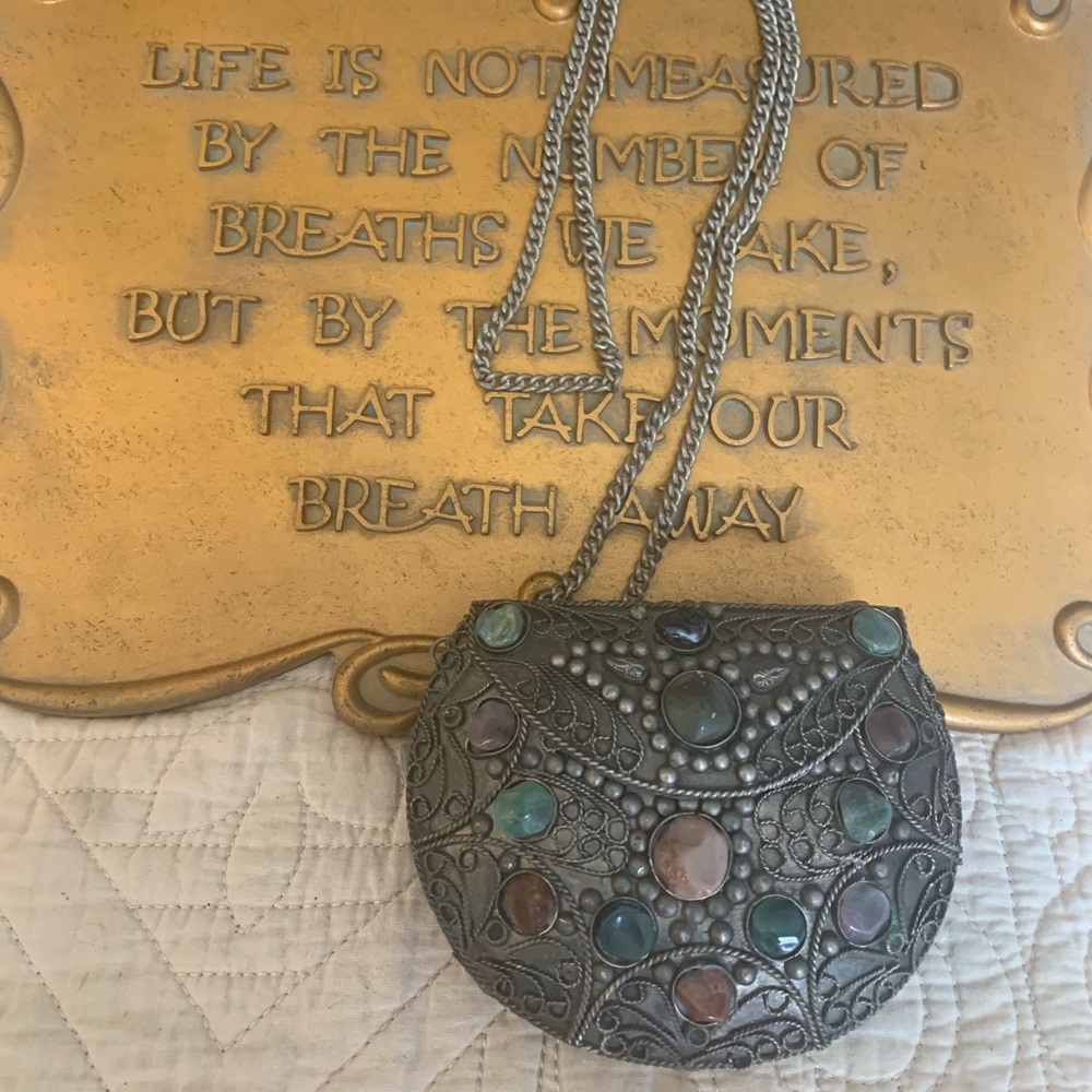 Metal and Genuine Stone purse